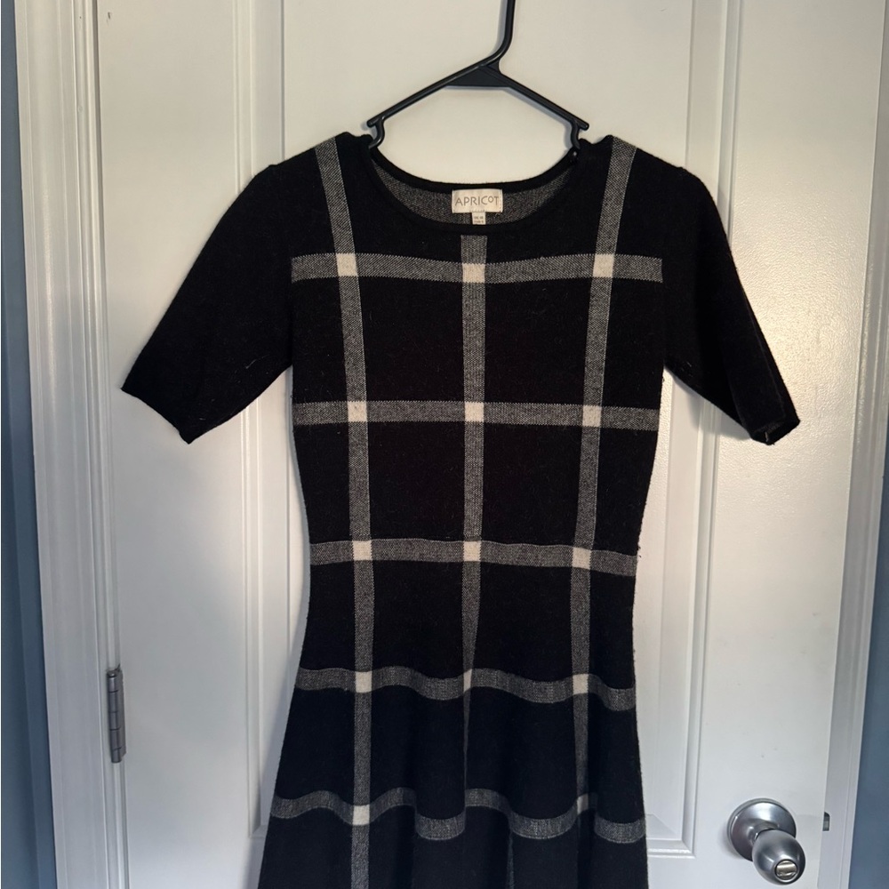 APRICOT Black and Gray Checkered Mini Dress